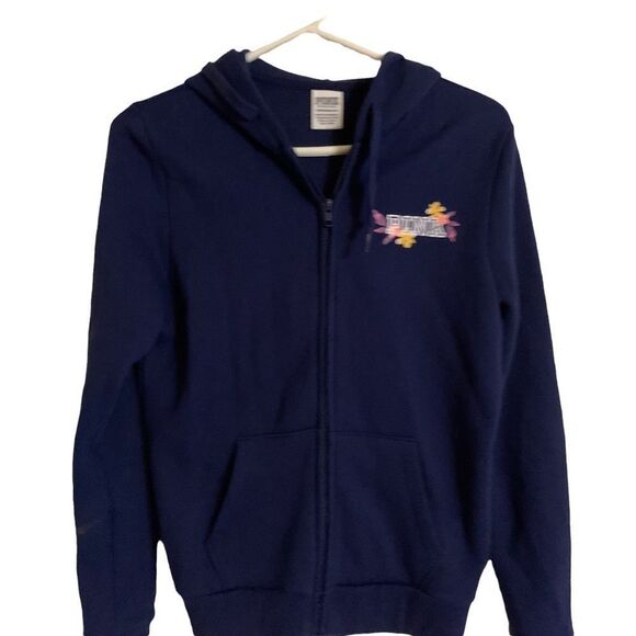 Victoria's Secret PINK Navy Blue Zip Up‎ Hooded Sweatshirt - Size XS - Picture 2 of 8